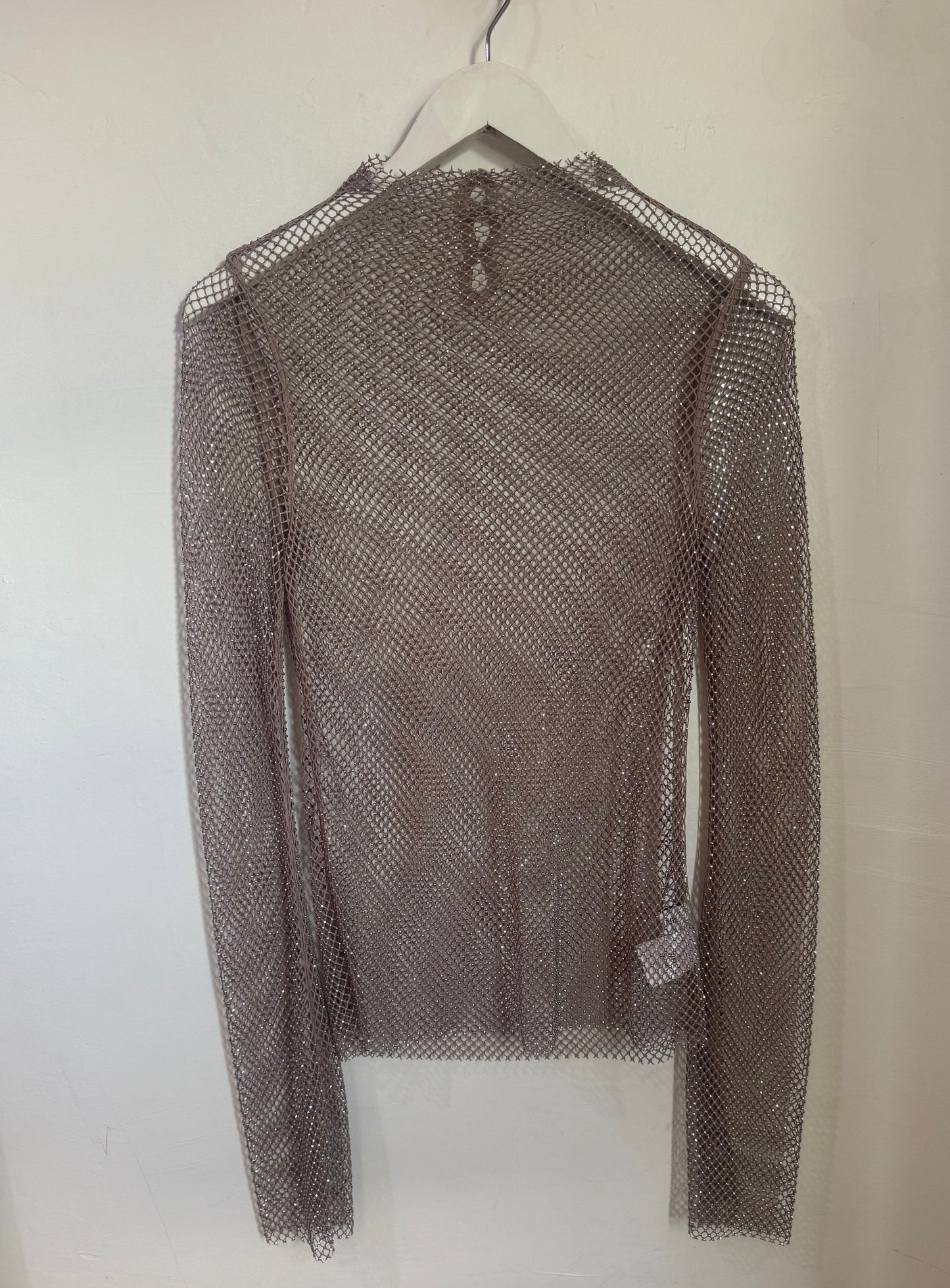 Henne Mesh Net Top with Silver Beading - Size S/M