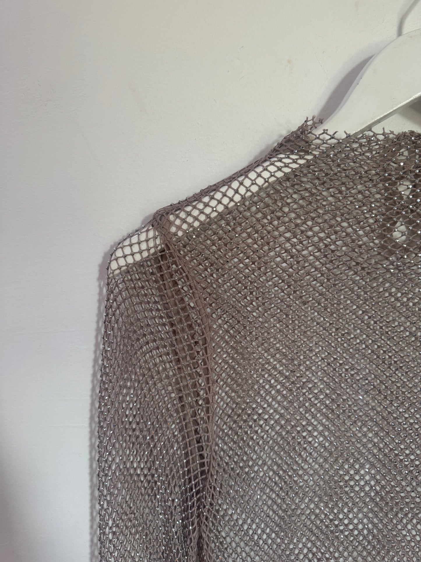 Henne Mesh Net Top with Silver Beading - Size S/M