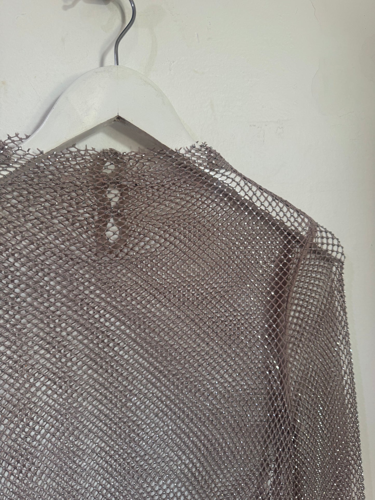 Henne Mesh Net Top with Silver Beading - Size S/M