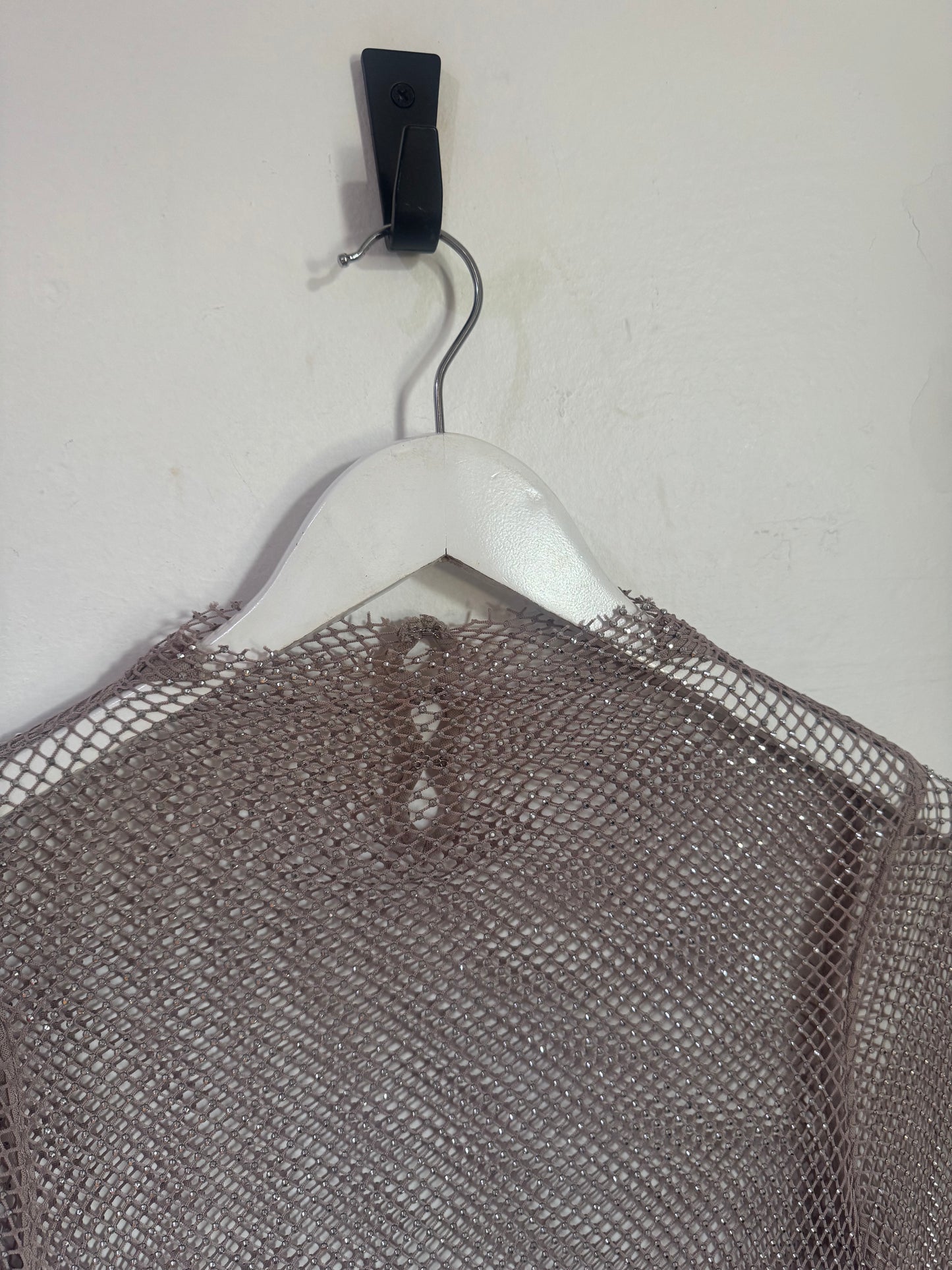 Henne Mesh Net Top with Silver Beading - Size S/M