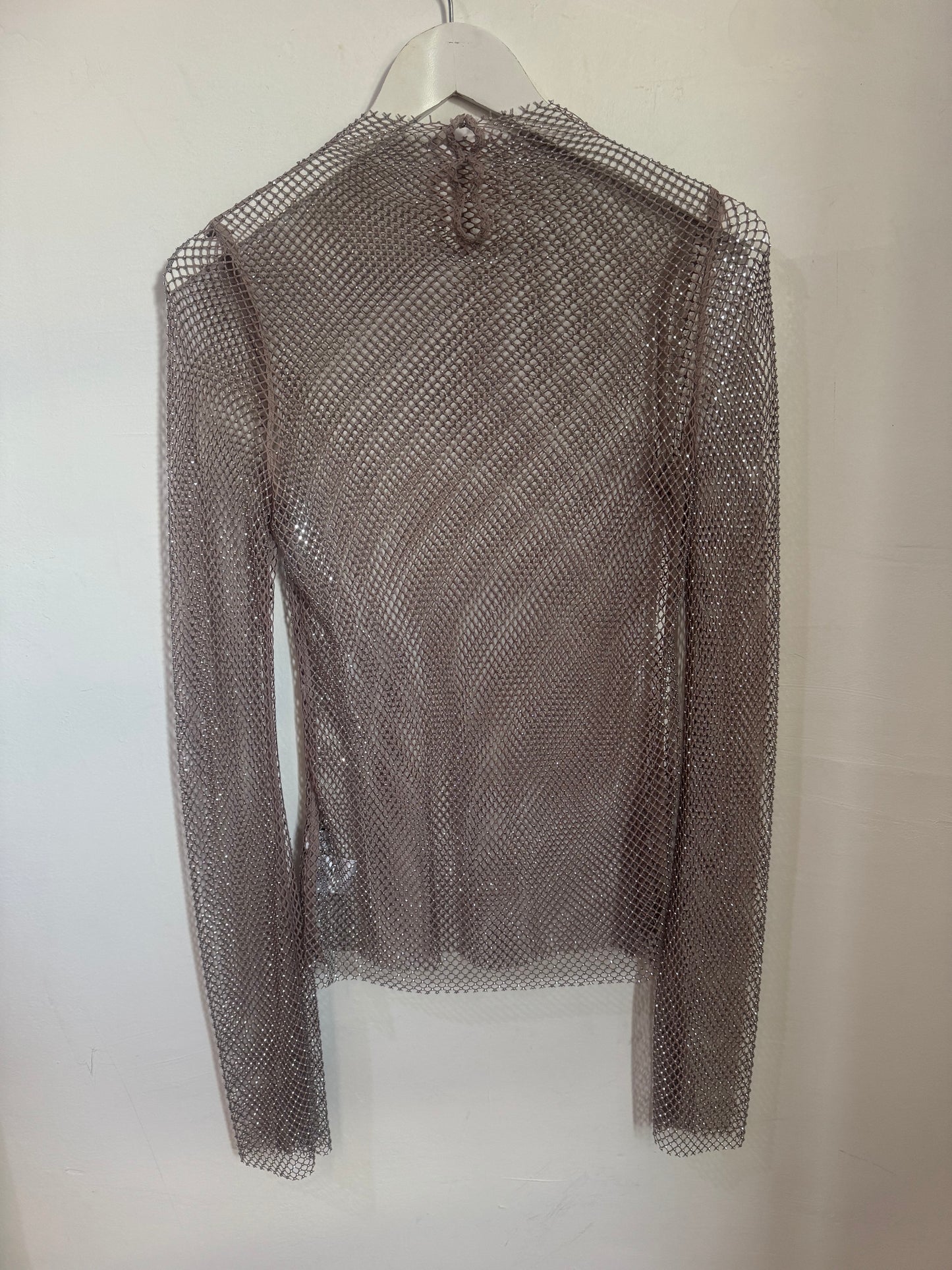 Henne Mesh Net Top with Silver Beading - Size S/M