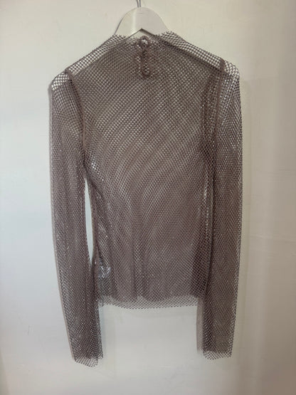 Henne Mesh Net Top with Silver Beading - Size S/M