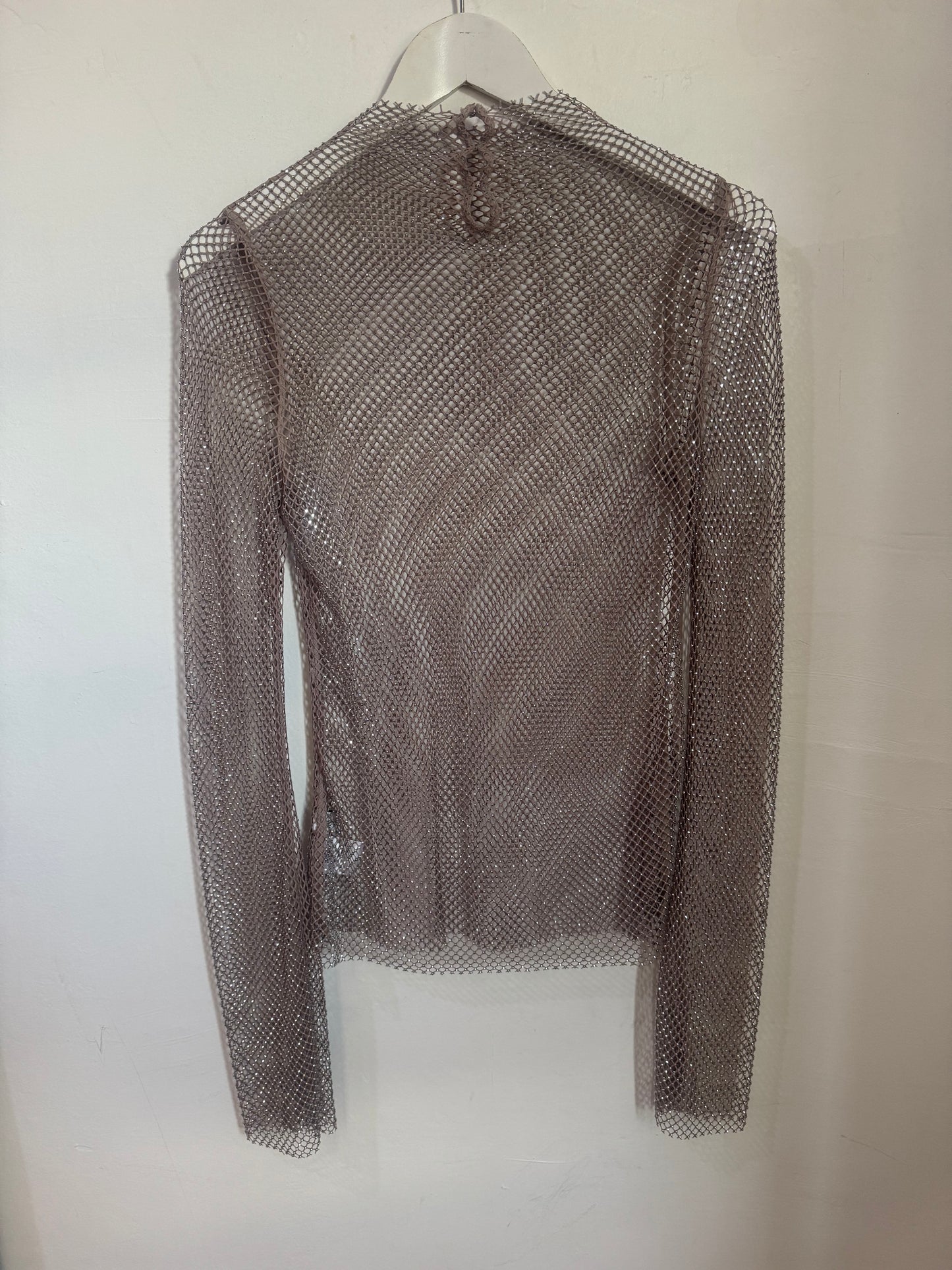 Henne Mesh Net Top with Silver Beading - Size S/M