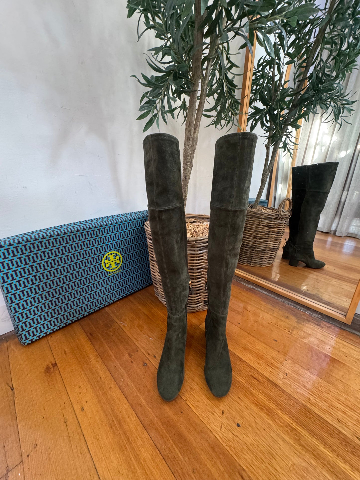 Tory Burch Laila Stretch Suede Over Knee Boots - Size 6.5 (Brand New in Box)