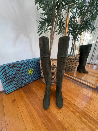 Tory Burch Laila Stretch Suede Over Knee Boots - Size 6.5 (Brand New in Box)