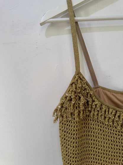 Hansen & Gretel Wynnie Golden Crochet Mini Dress - Size M (Brand New)