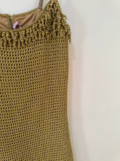 Hansen & Gretel Wynnie Golden Crochet Mini Dress - Size M (Brand New)