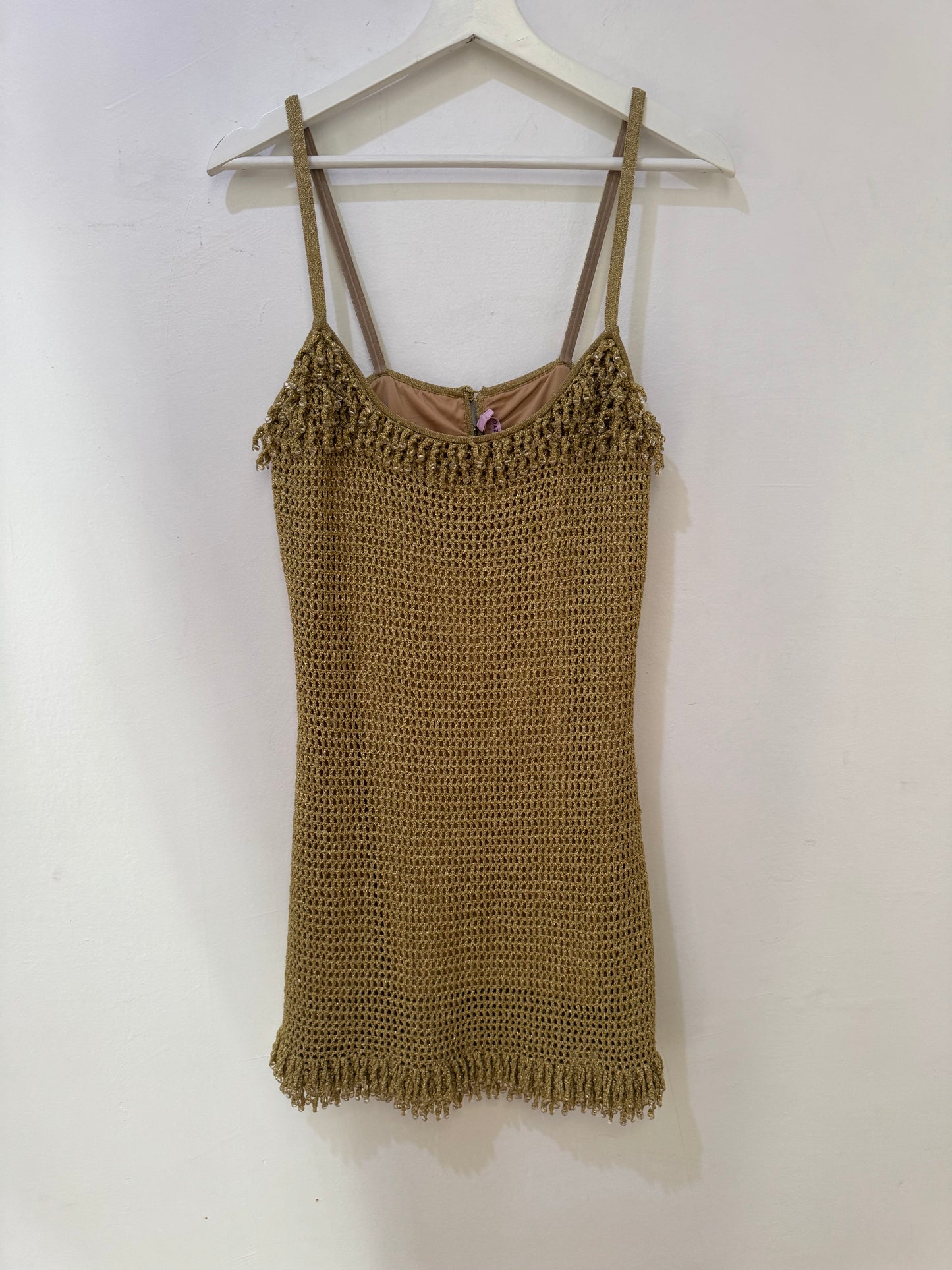 Hansen & Gretel Wynnie Golden Crochet Mini Dress - Size M (Brand New)