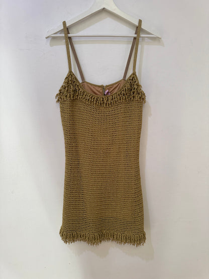 Hansen & Gretel Wynnie Golden Crochet Mini Dress - Size M (Brand New)