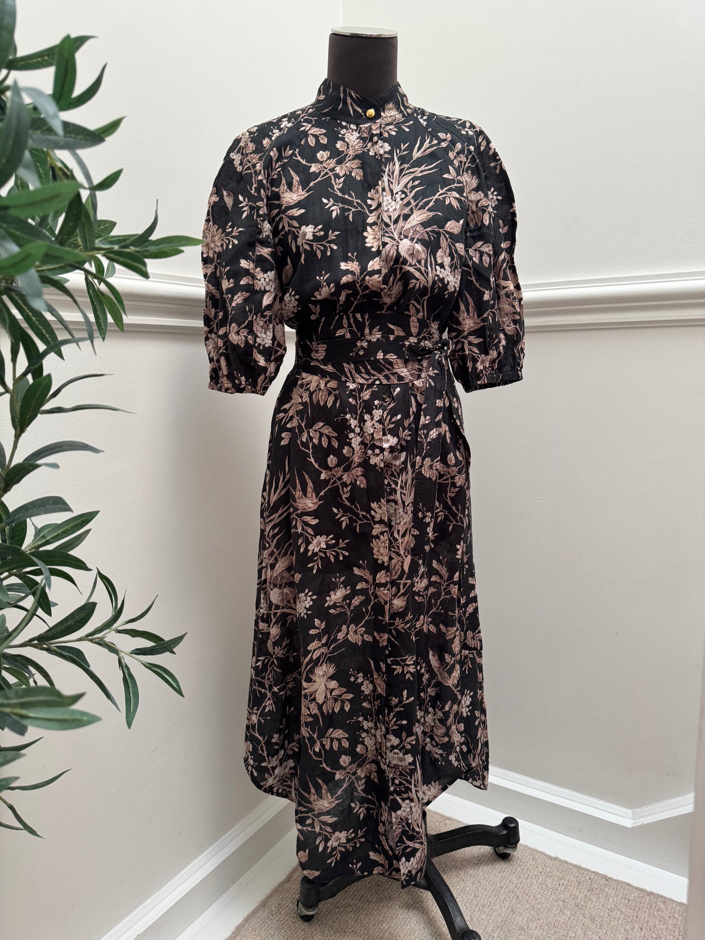 Zimmermann Mockingbird Linen Belted Midi Dress - Size 1