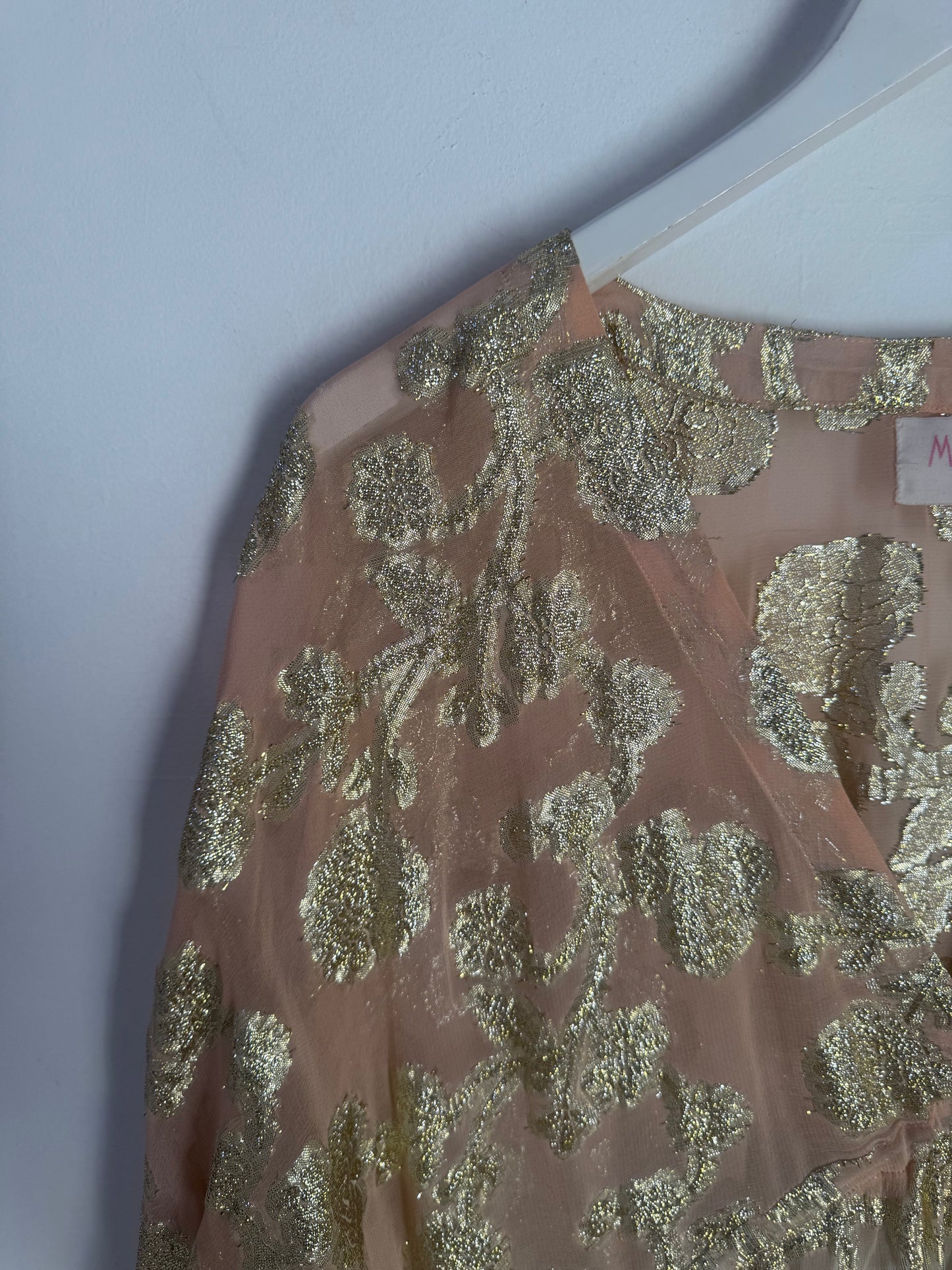 Miss June Floral Print Gold Kaftan Dress - Size S
