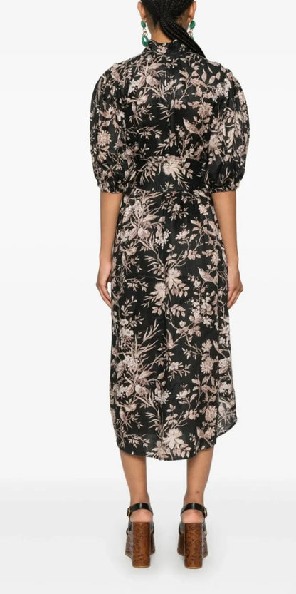 Zimmermann Mockingbird Linen Belted Midi Dress - Size 1