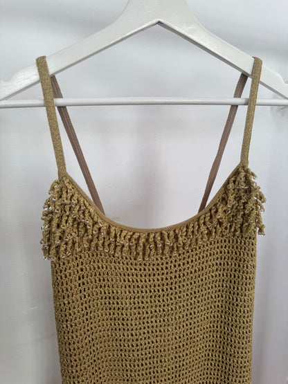 Hansen & Gretel Wynnie Golden Crochet Mini Dress - Size M (Brand New)