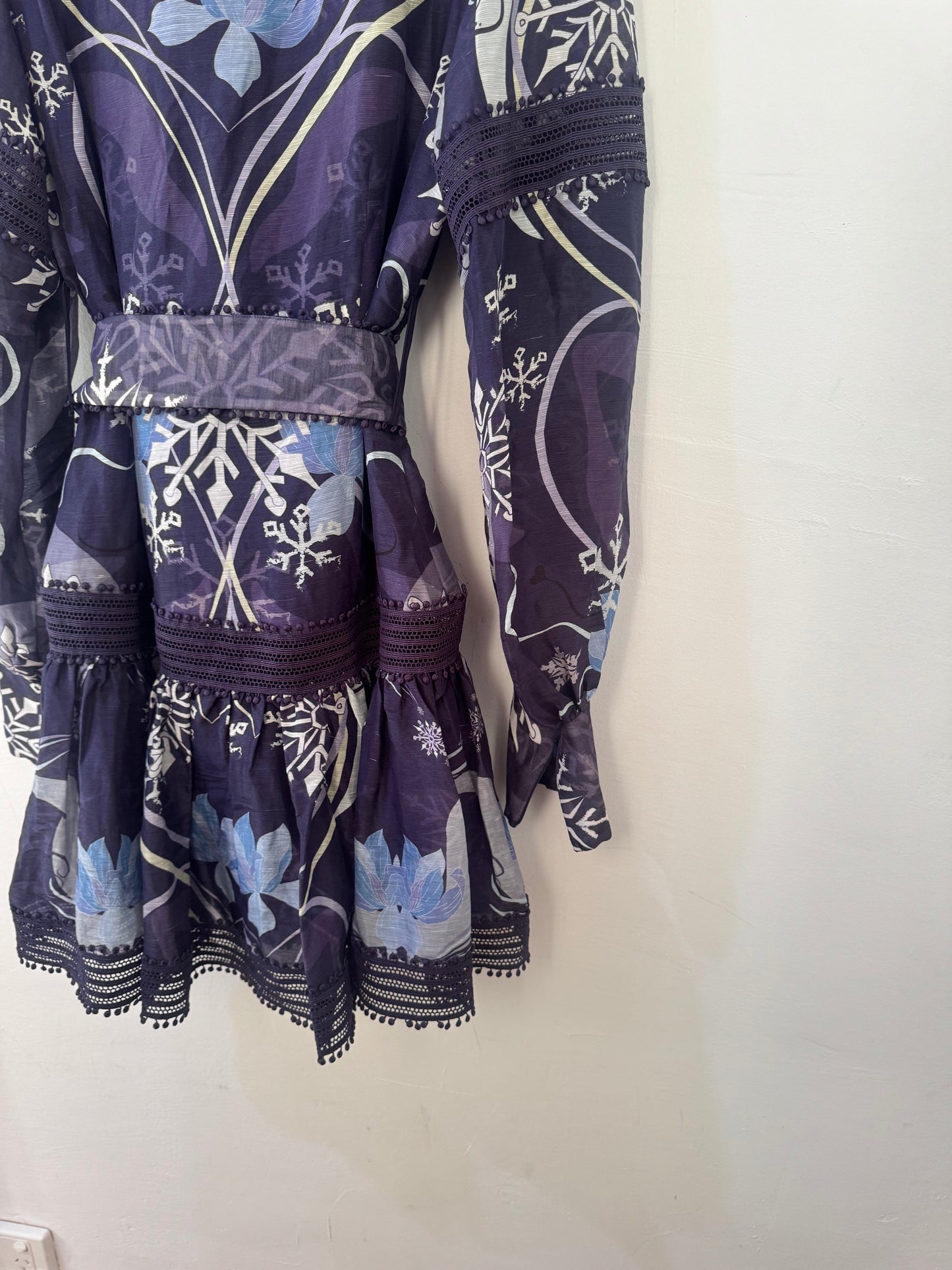 Mackenzie Mode Snowflakes Mini Dress - Size 12 (Brand New)