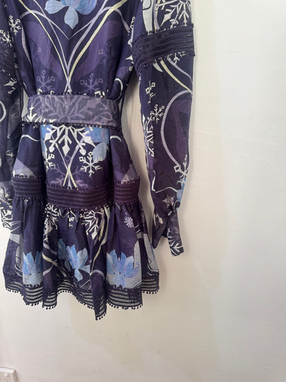 Mackenzie Mode Snowflakes Mini Dress - Size 12 (Brand New)
