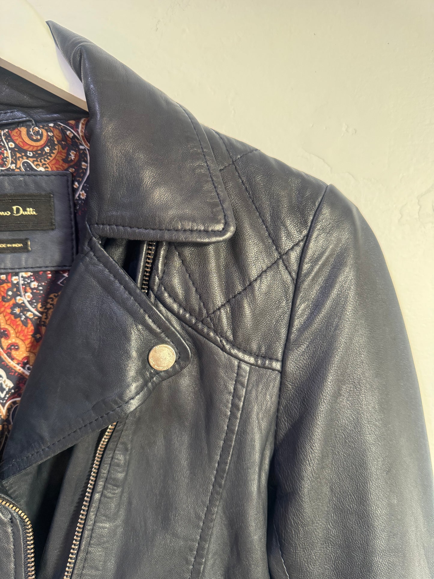 Massimo Dutti Black Leather Jacket - Size S