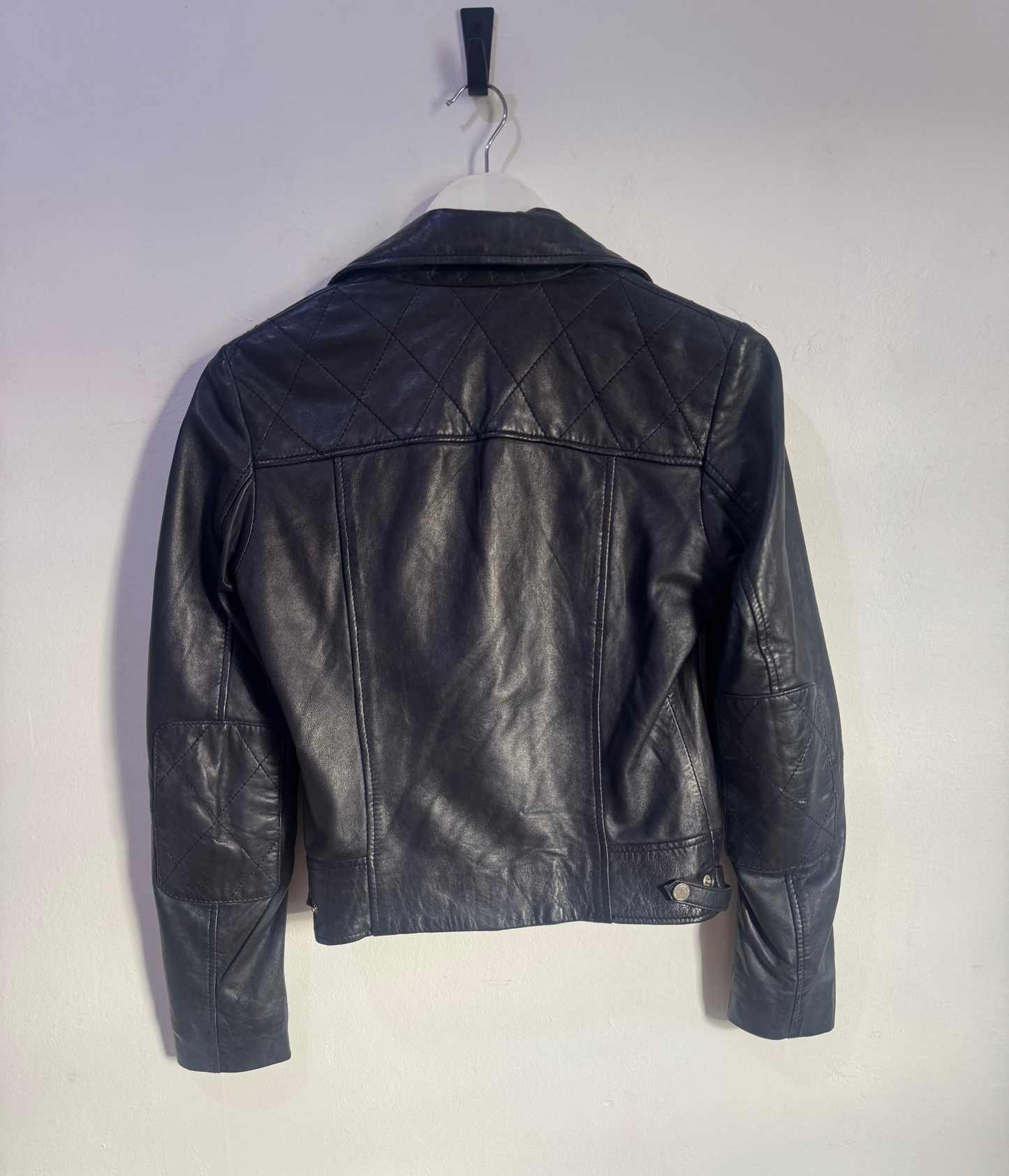 Massimo Dutti Black Leather Jacket - Size S