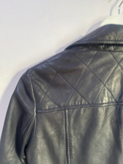Massimo Dutti Black Leather Jacket - Size S