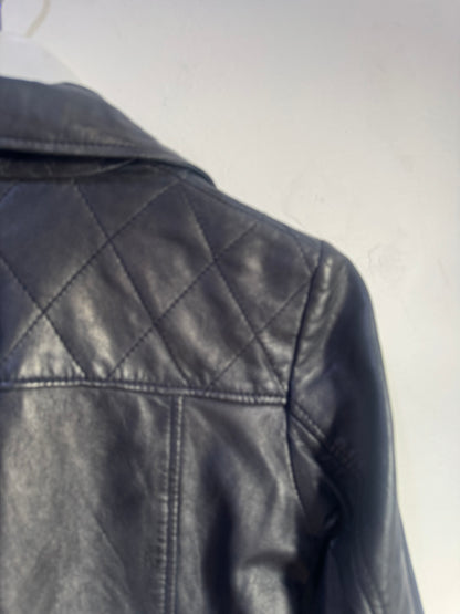 Massimo Dutti Black Leather Jacket - Size S