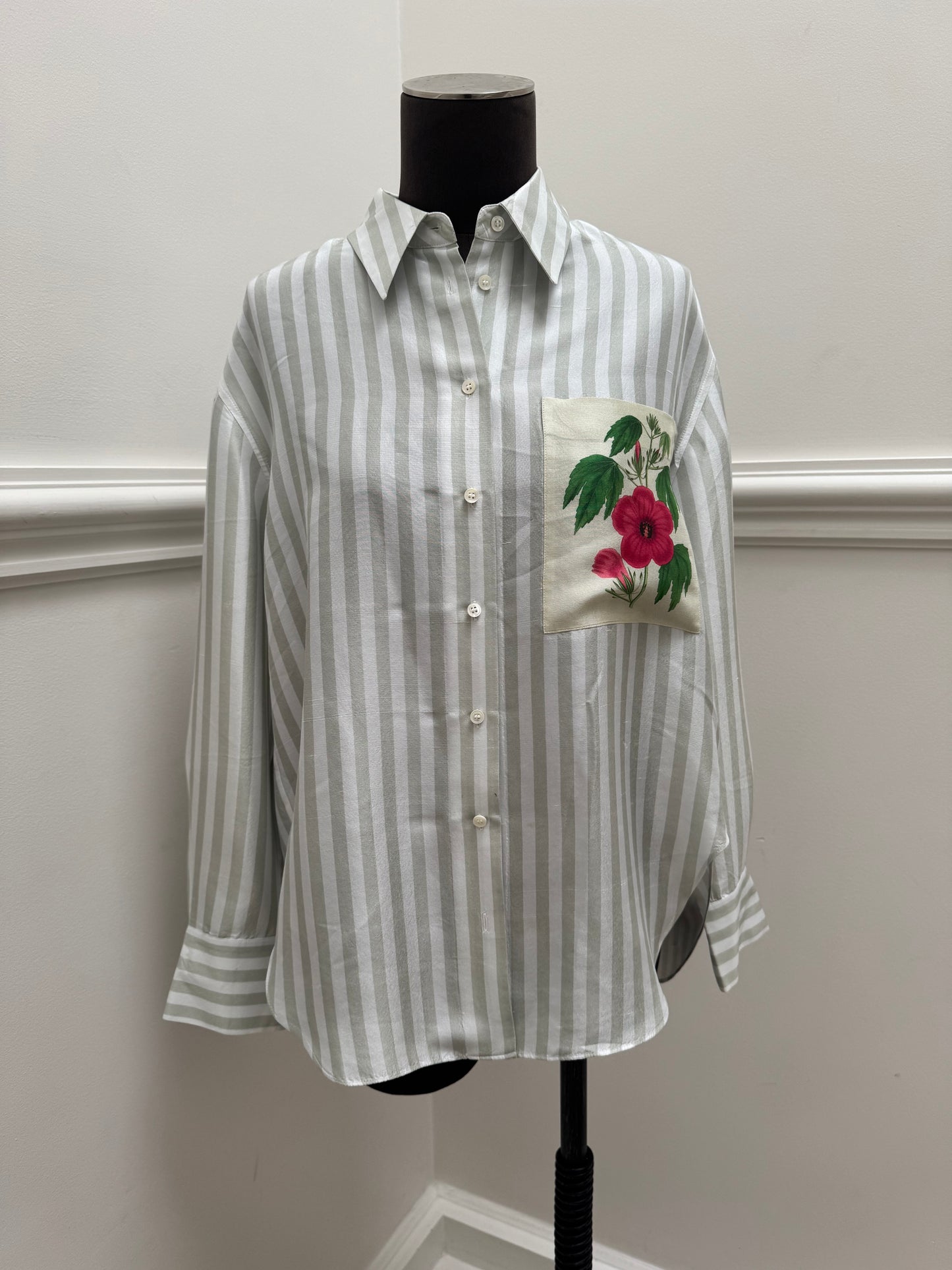 Oroton Verandah Stripe Overshirt - Size 8