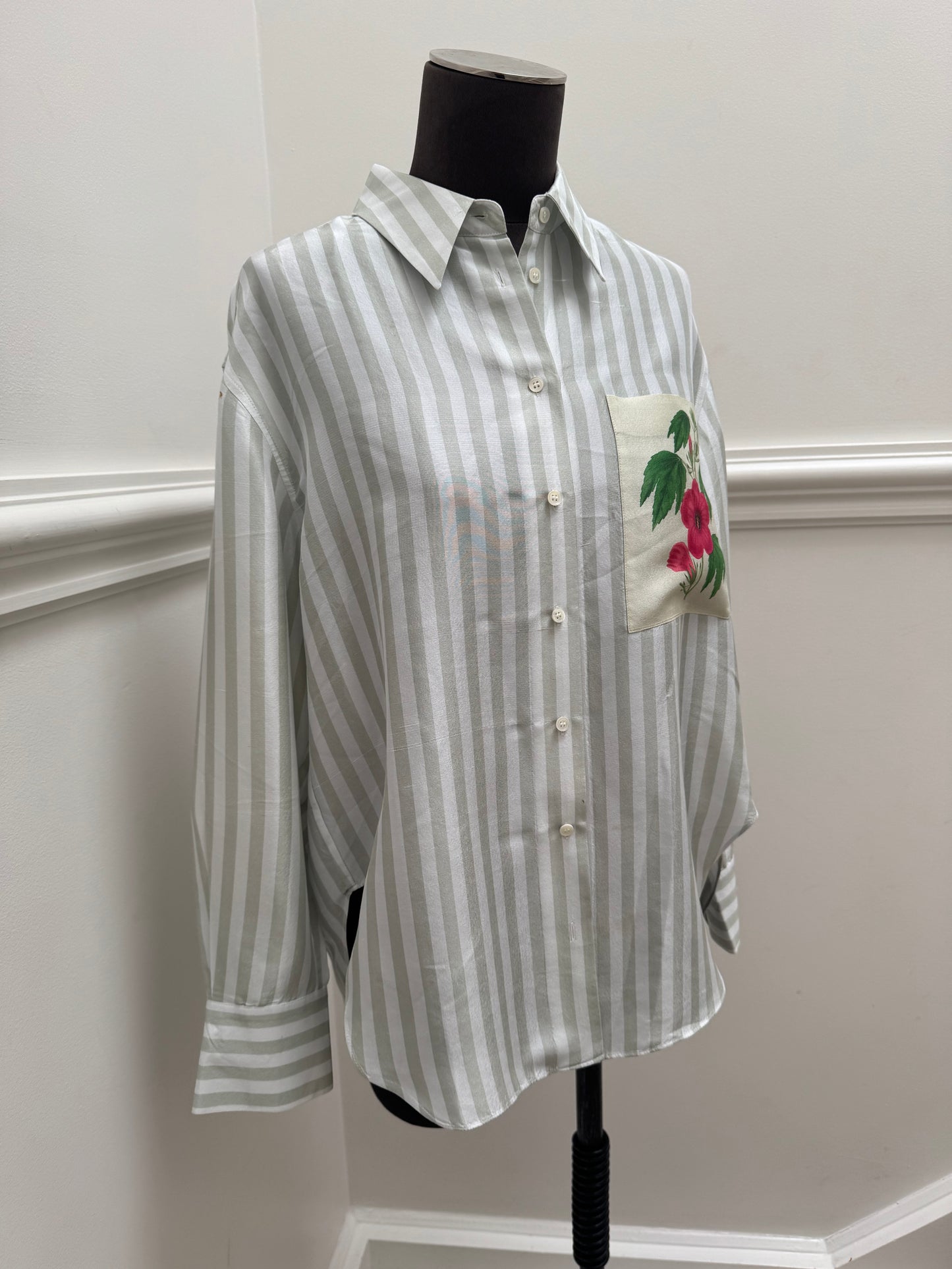 Oroton Verandah Stripe Overshirt - Size 8