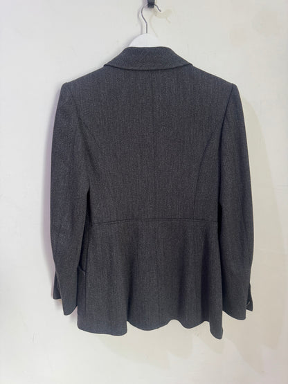 Chanel Grey Vintage 100% Wool Blazer - Size 38
