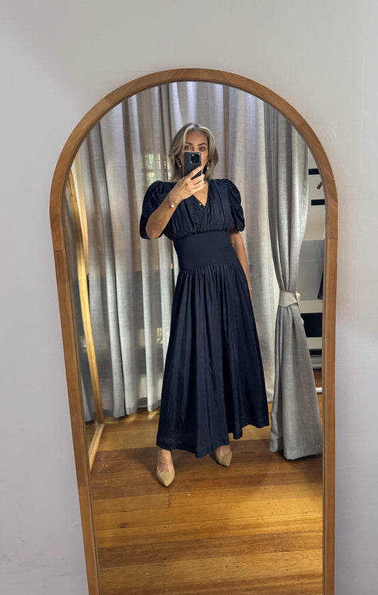 Husk Lucia Navy 100% Silk Dress - Size 8