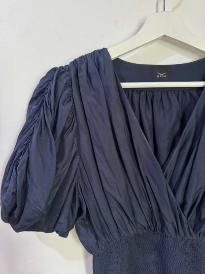 Husk Lucia Navy 100% Silk Dress - Size 8