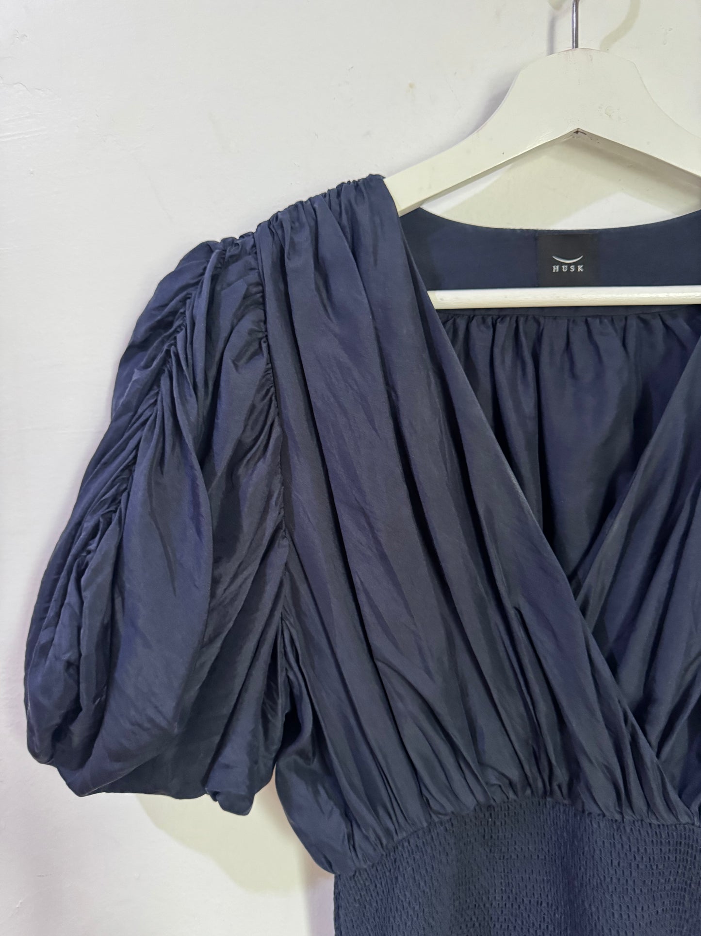 Husk Lucia Navy 100% Silk Dress - Size 8