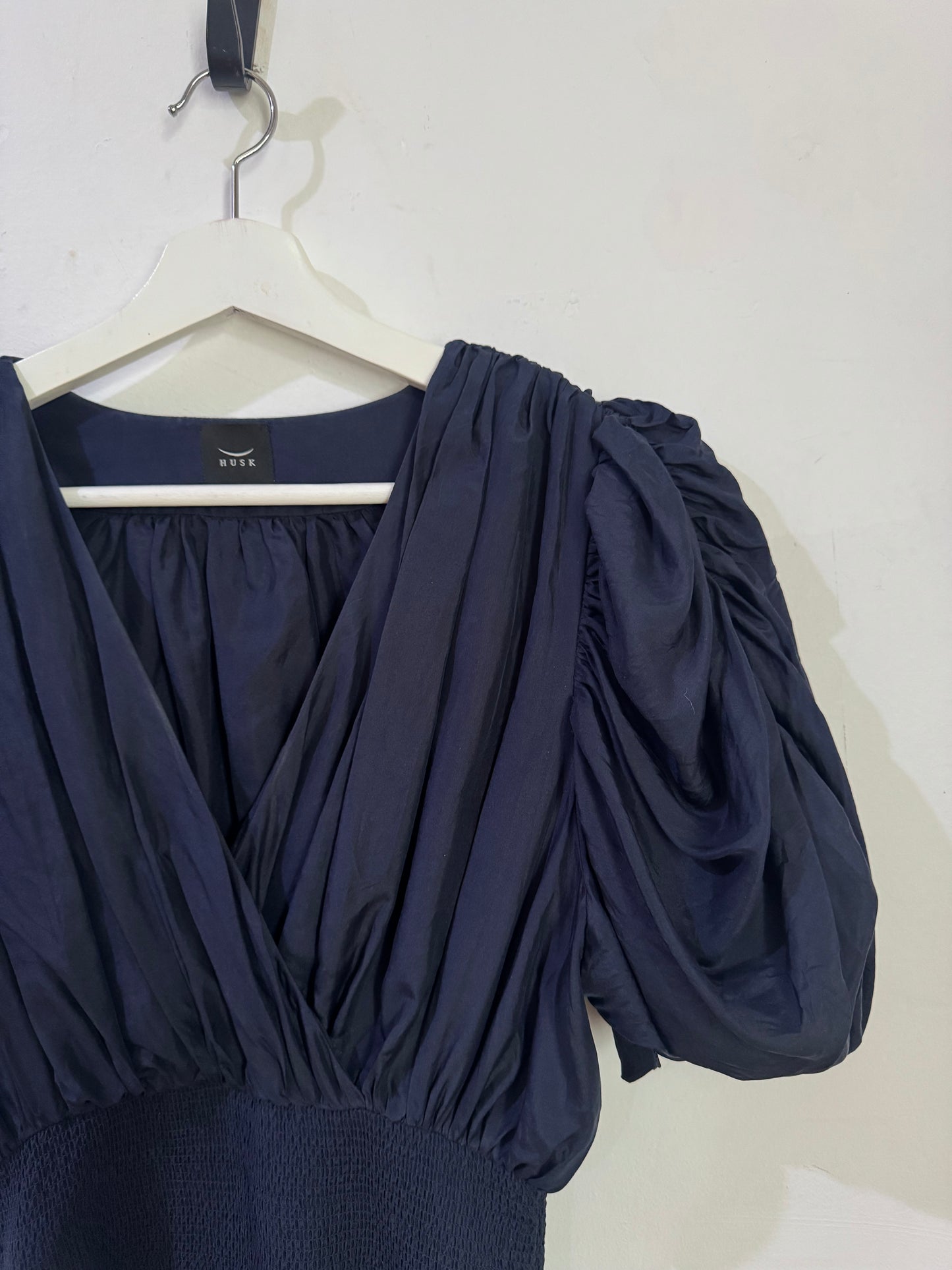 Husk Lucia Navy 100% Silk Dress - Size 8