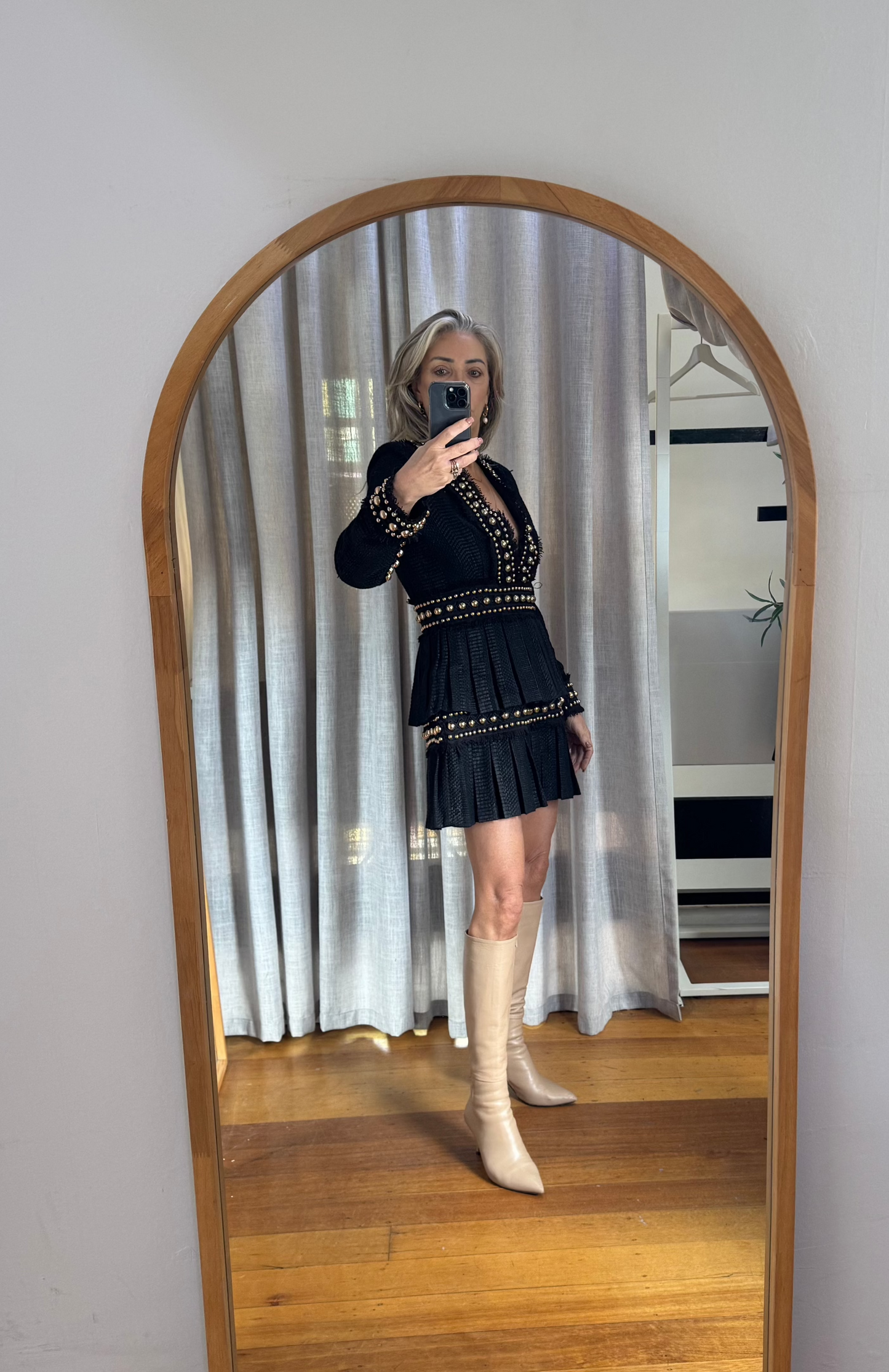 Thurley Cocktail Dress with Embellished Gold Beading - Size 12