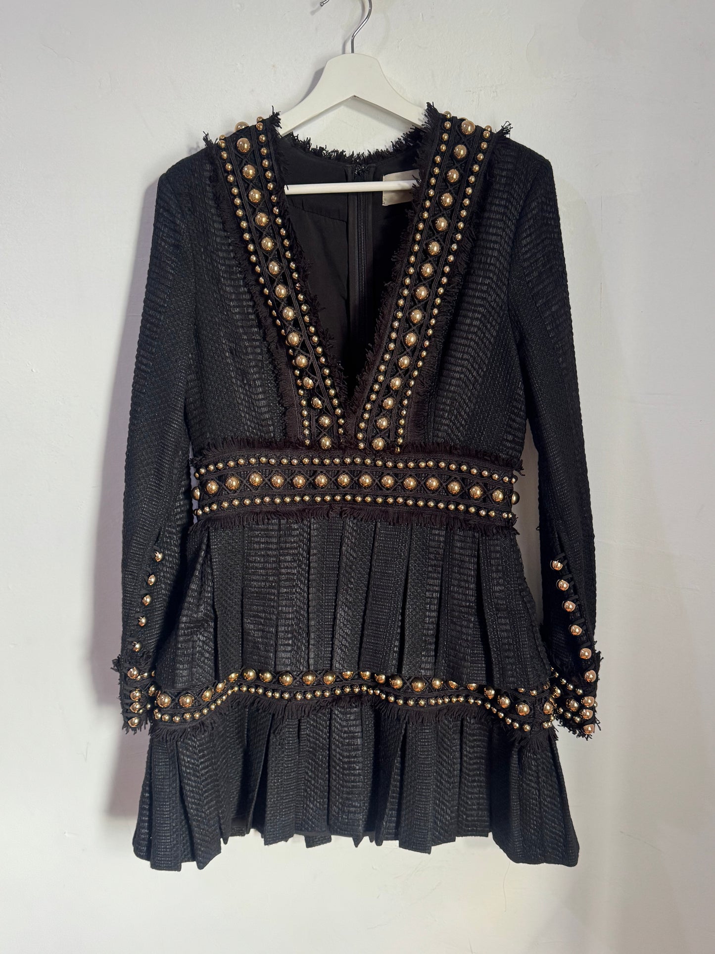Thurley Cocktail Dress with Embellished Gold Beading - Size 12