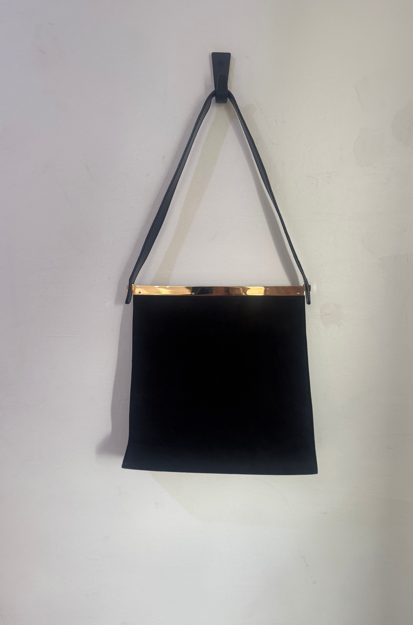Gucci Black Suede Bag with Gold Detail