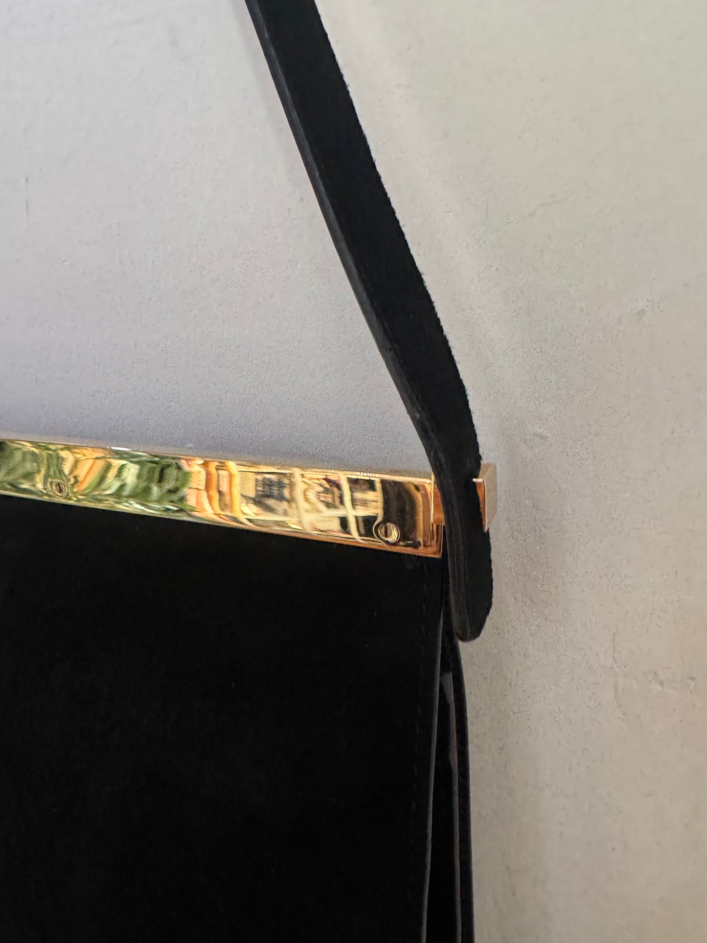 Gucci Black Suede Bag with Gold Detail
