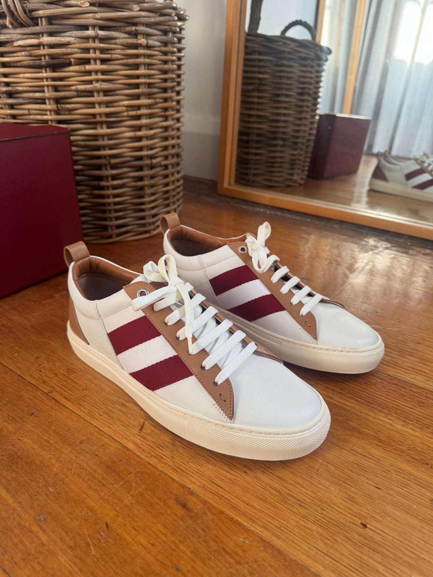 Bally Stripe Low Top Sneakers - Size 41 (Brand New in Box)
