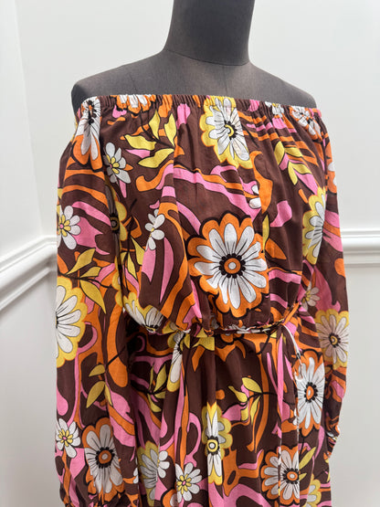 Scanlan Theodore Floral Midi Dress with Tie Belt - Size 8