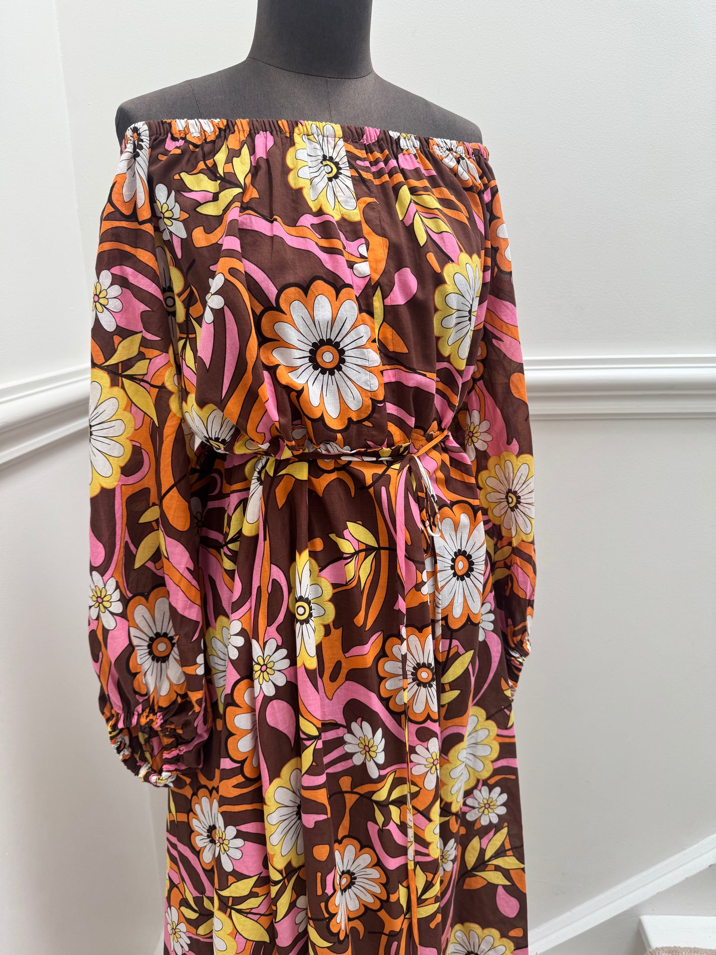 Scanlan Theodore Floral Midi Dress with Tie Belt - Size 8