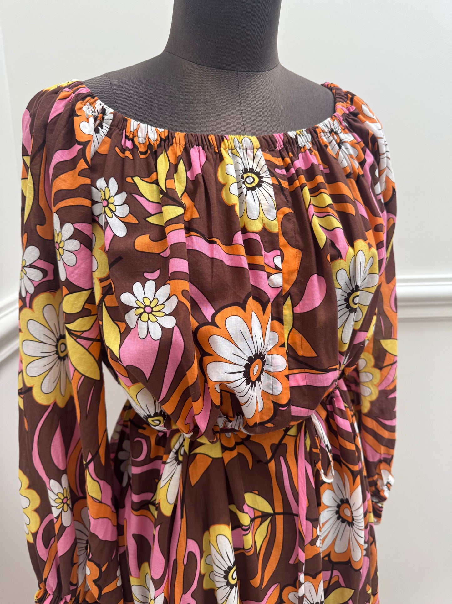 Scanlan Theodore Floral Midi Dress with Tie Belt - Size 8