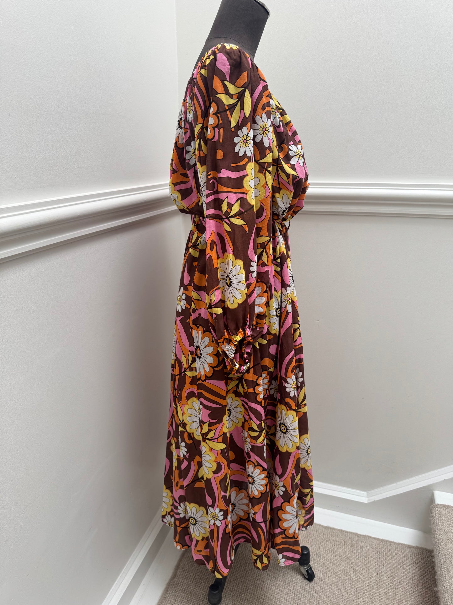 Scanlan Theodore Floral Midi Dress with Tie Belt - Size 8