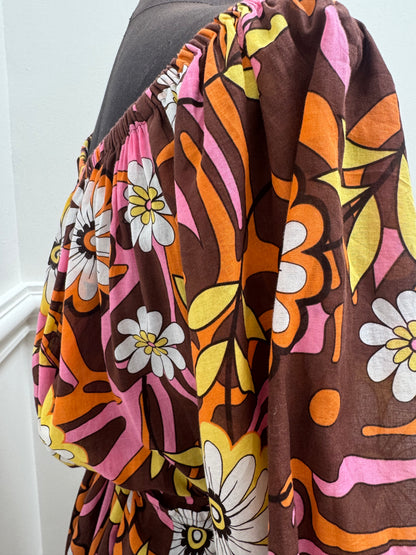 Scanlan Theodore Floral Midi Dress with Tie Belt - Size 8