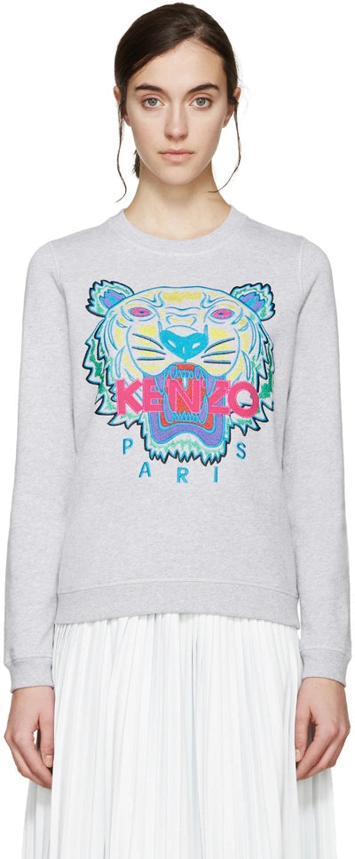 Kenzo Grey Embroided Tiger Windcheater - Size L