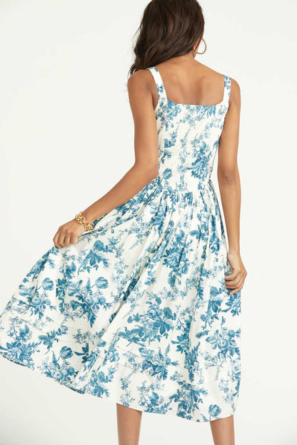 LoveShackFancy Majory Dress Blue China Cotton Dress - Size 10 (Brand New)