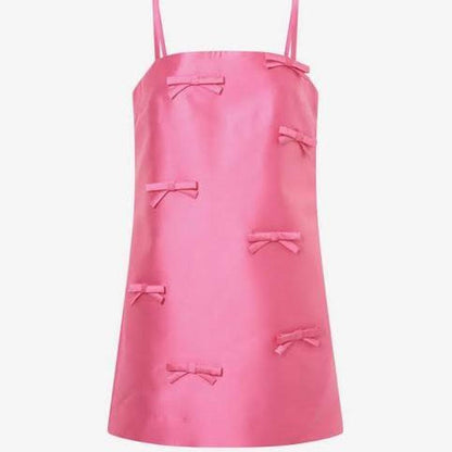 Oroton Satin Mini Bow Dress Candy Pink - Size 6