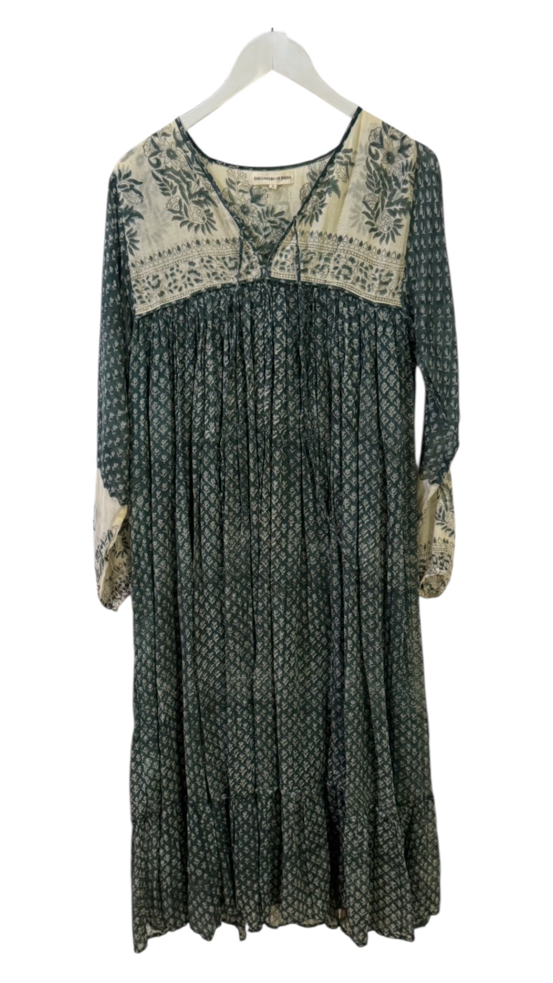 Daughters of India Rooh Fully Lined Green Paisley Maxi Dress - Size S