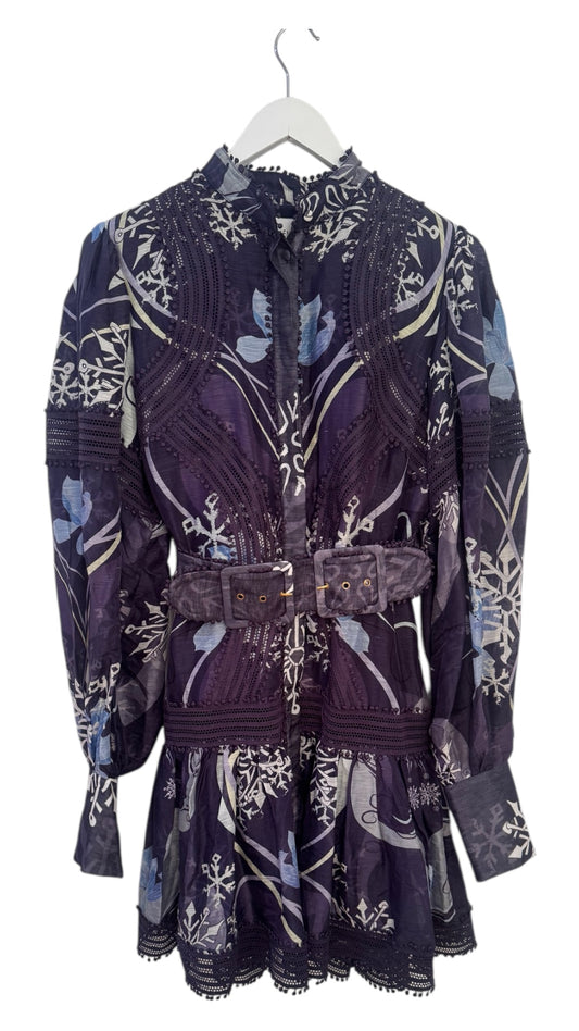 Mackenzie Mode Snowflakes Mini Dress - Size 12 (Brand New)