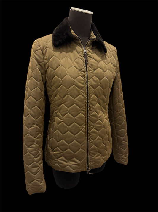 Authier Italian Quilted Jacket with Fur Trim - Size 42
