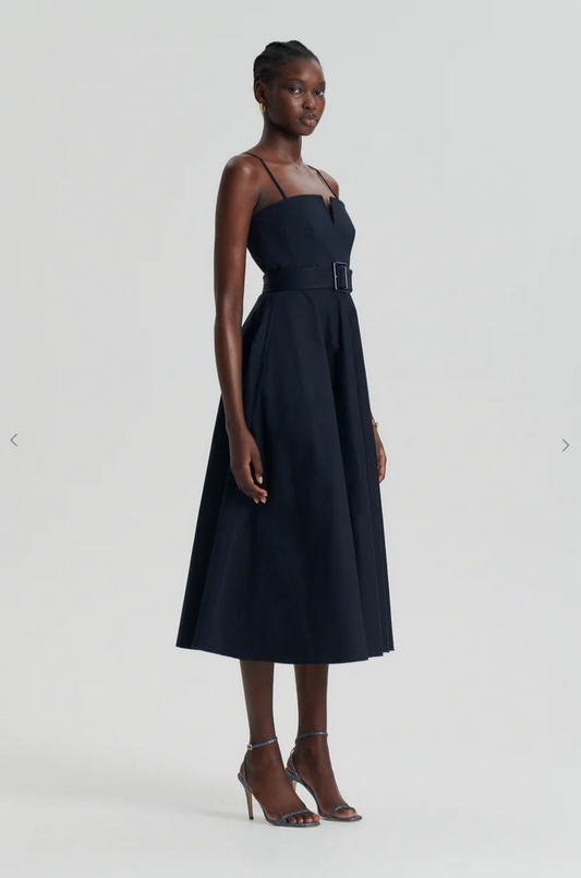 Scanlan Theodore - Sateen Resin Trim Dress, Navy - Size 6