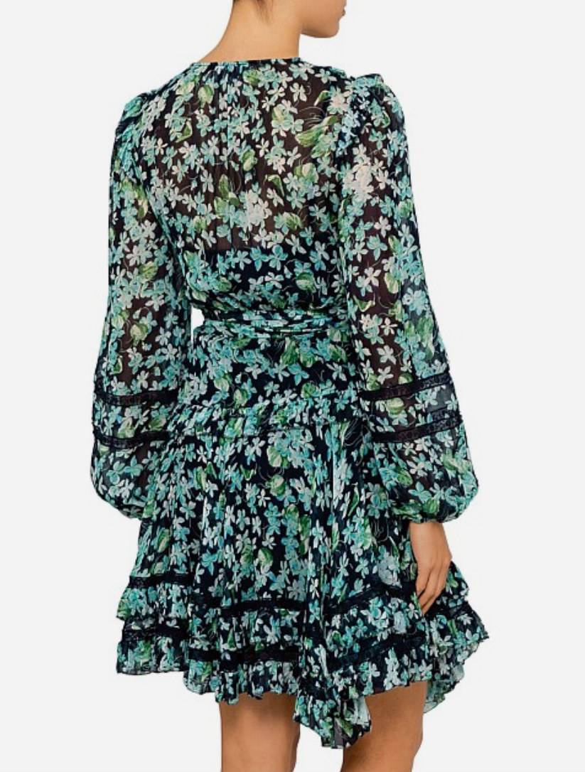 Zimmermann Moncur Wrap Mini Dress with Slip - Size 0