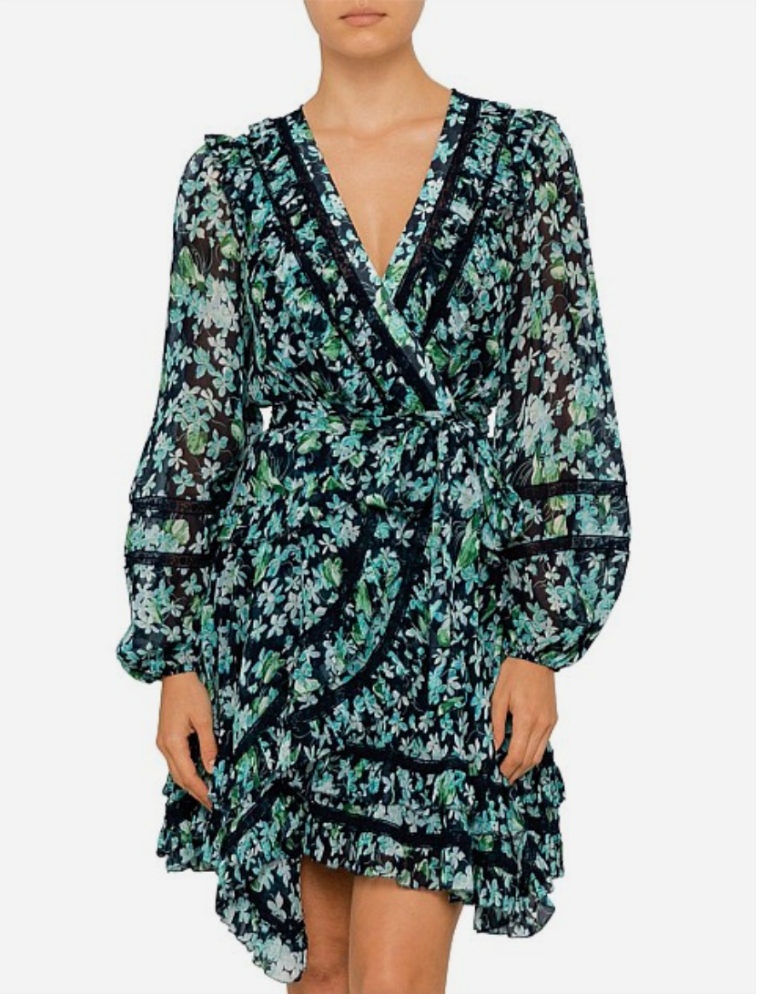 Zimmermann Moncur Wrap Mini Dress with Slip - Size 0