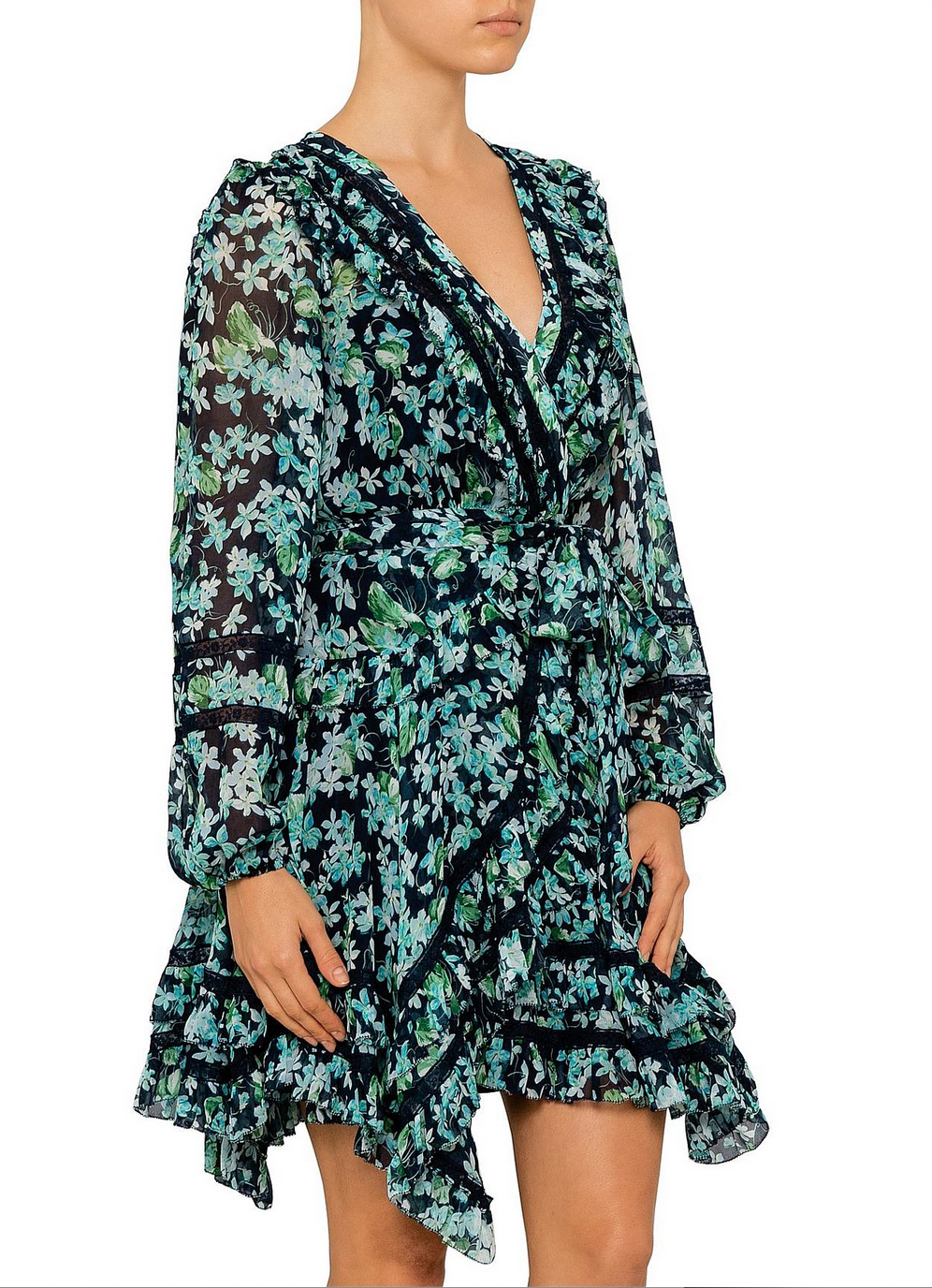 Zimmermann Moncur Wrap Mini Dress with Slip - Size 0
